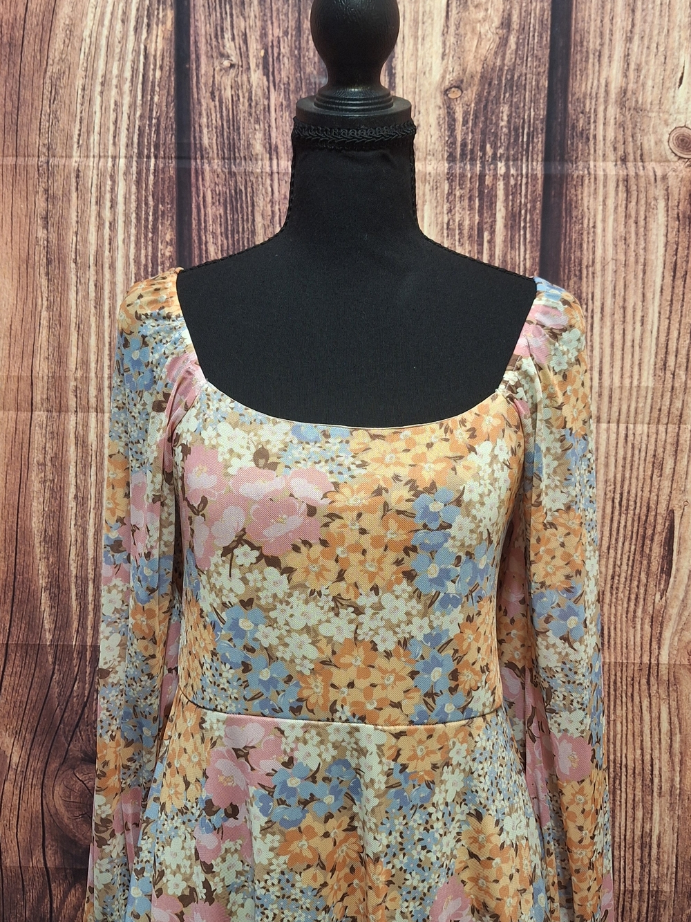 Altar'd State Pastel Floral Square-Neck Mini Dress - Pink/Blue/Yellow Size M - Picture 2 of 6